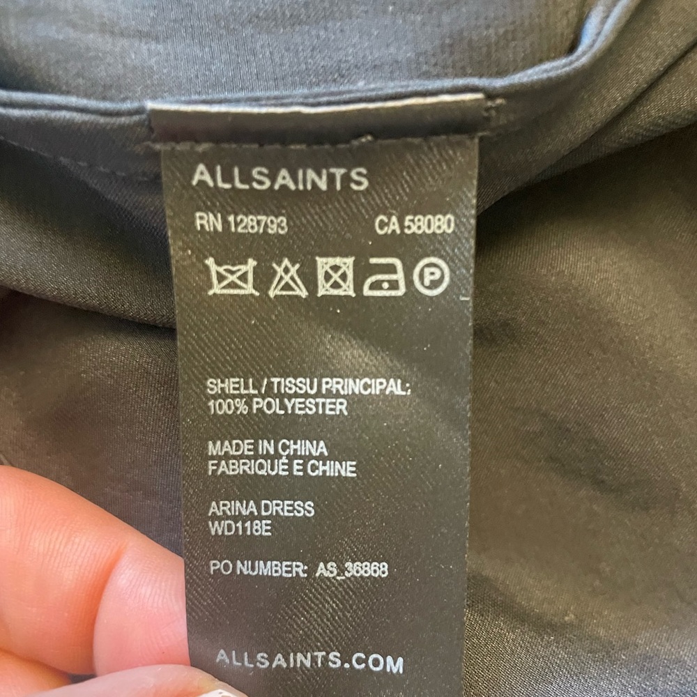 ALLSAINTS ARINA BLACK SATIN WRAP DRESS SIZE 4 - Picture 13 of 13